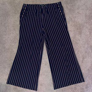 Lauren Ralph Lauren Stretch Wide Leg Pants with Gold Buttons